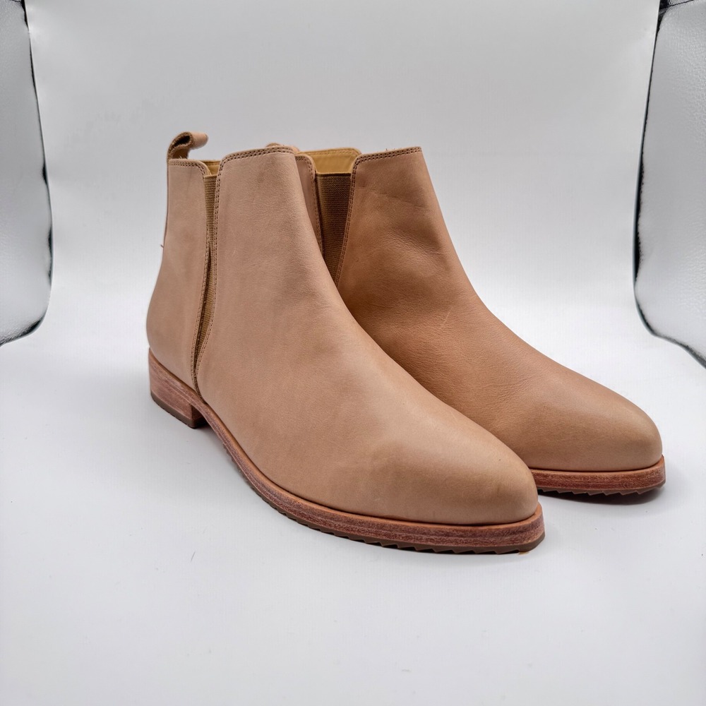 Nisolo Women's 10US Leather Chelsea‎ Boots Tan Almond Toe Elastic Side Ankle